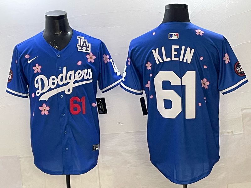 Men 2025 Nike Los Angeles Dodgers #61 Klein Blue Game MLB Jersey 05->los angeles dodgers->MLB Jersey